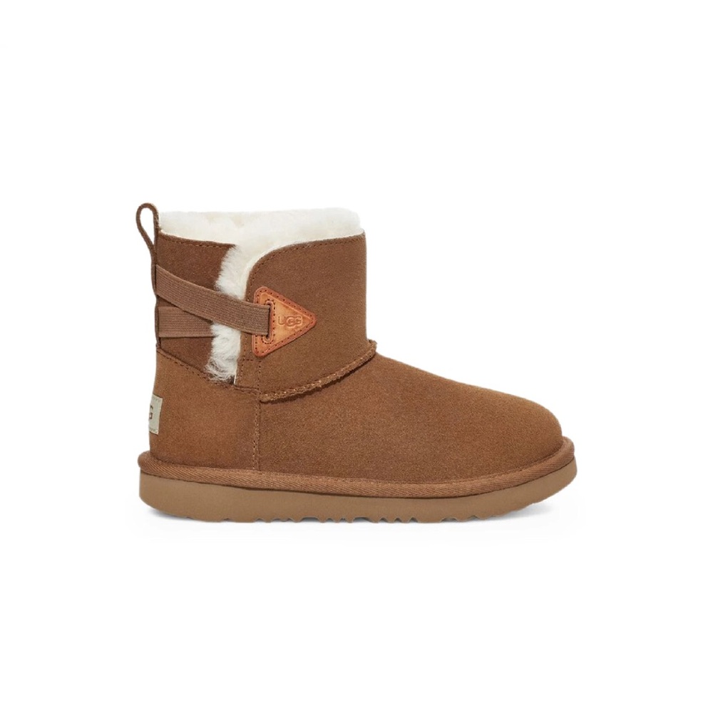 UGG Kids Mini Bailey Flex Boots Chestnut Suede Size 10 Shearling Warm - Picture 2 of 8